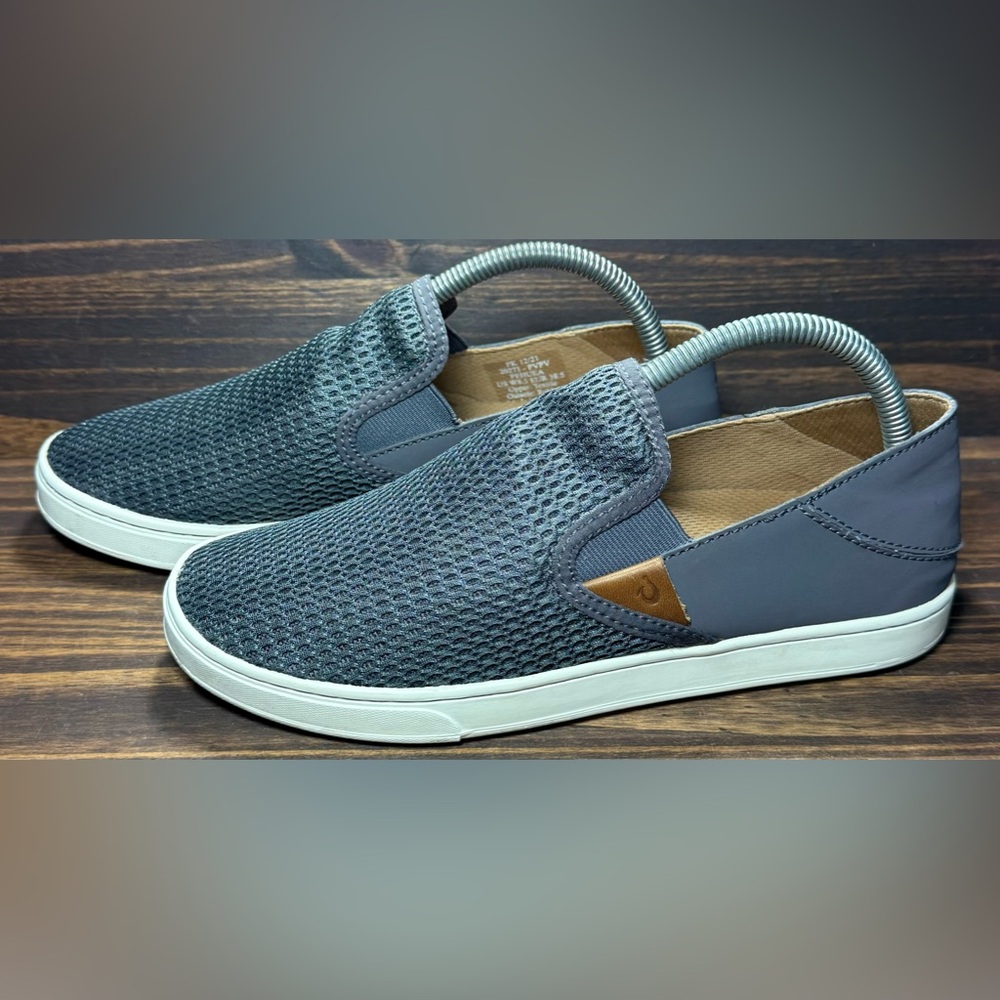 Olukai Pehuea Women’s Size 8.5 Shoes Grey Drop Heel Slip On Sneakers